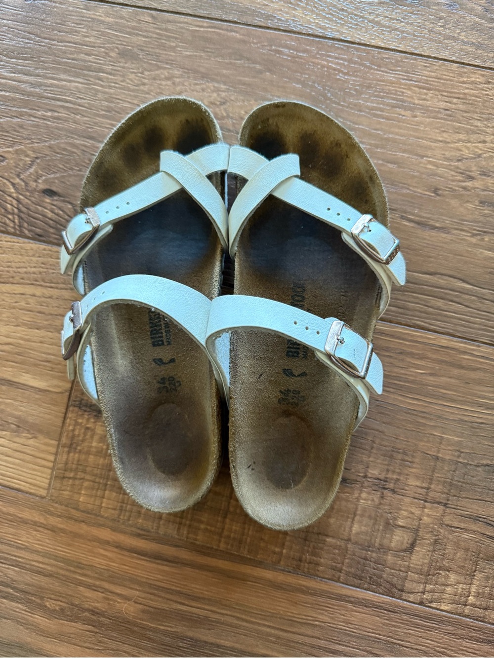 Birkenstock Kids White Double-Strap Buckle Sandals